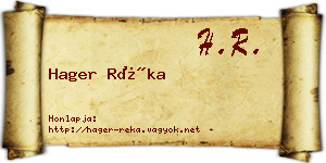 Hager Réka névjegykártya